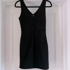 Mura Boutique Little Black Dress V Neck with Cute Slit in Back - Size M